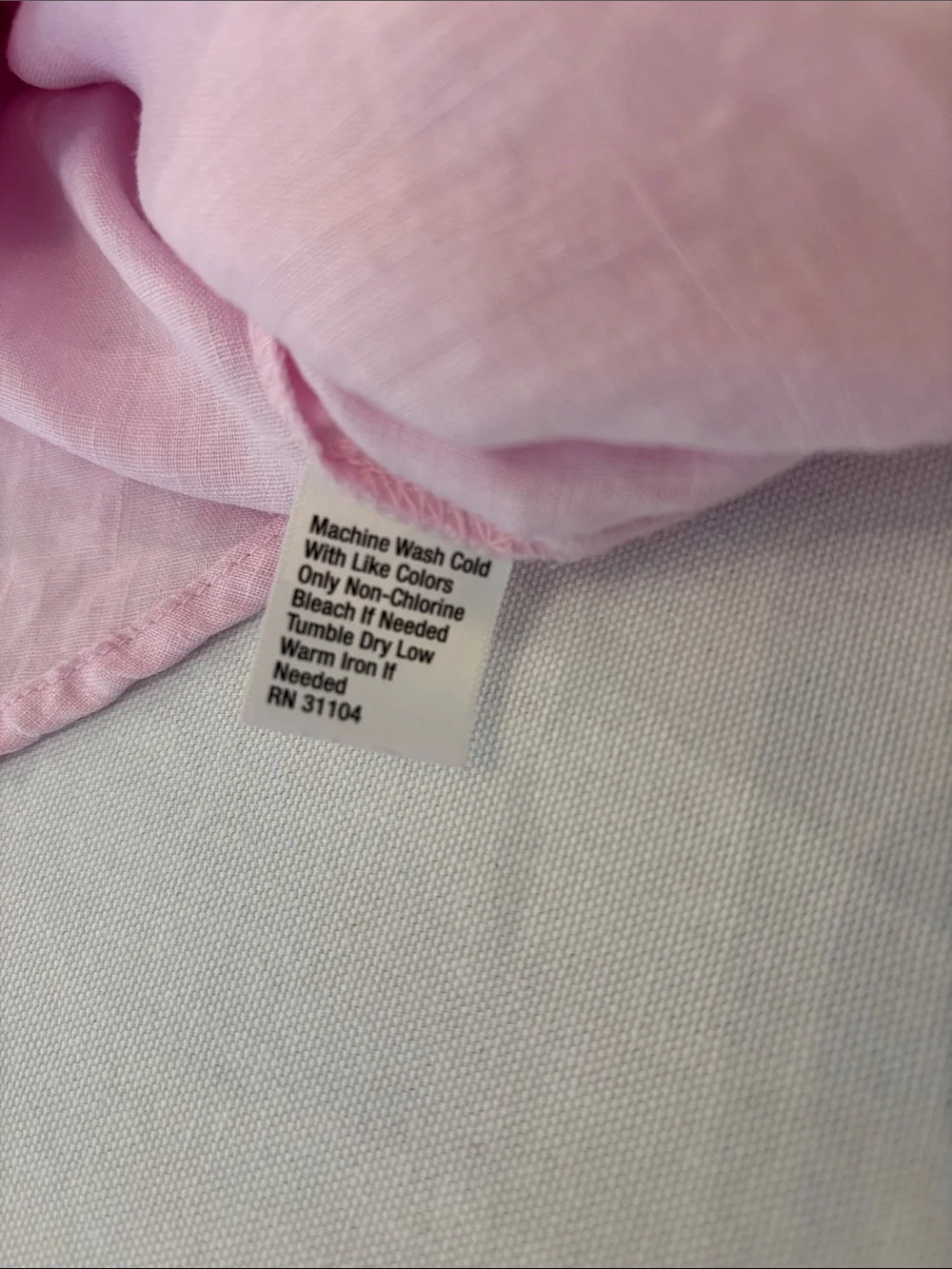 Women’s Pink Linen Button-Down Long Sleeve Shirt by Kim Rogers. Size XL